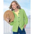 Blair Women's Shaker-Stitch Rib-Collar Cardigan - Green - PM - Petite