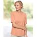 Blair Women's Coastal Cotton Notched Neckline Elbow-Sleeve Tee - Orange - L - Misses