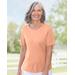 Blair Women's Coastal Cotton Short-Sleeve Jewelneck Tee - Orange - M - Misses