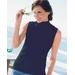 Blair Women's Essential Cotton Knit Sleeveless Mockneck Top - Blue - 3X - Womens