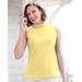 Blair Women's Essential Cotton Knit Sleeveless Mockneck Top - Yellow - PL - Petite