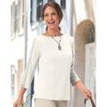 Blair Women's Lace-Sleeve Knit Tee Shirt - Ivory - PXL - Petite