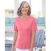 Blair Women's Coastal Cotton Short-Sleeve Jewelneck Tee - Pink - PL - Petite