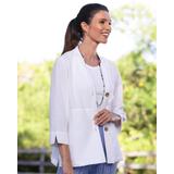 Blair Women's Nantucket Textured-Cotton Relaxed Jacket - White - L - Misses