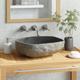Waschbecken Aufsatzwaschtisch Waschschale für Badezimmer Flussstein Oval 45-53 cm DE66816