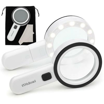 Led Lupe Leselupe 30-fache Vergrößerung Handlupe 80 mm Linse - Midori Image