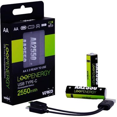 Verico - LoopEnergy aa usb-c® 2550mWh usb-c® Akku Li-Ion 1700 mAh 1.5 v 2 St.