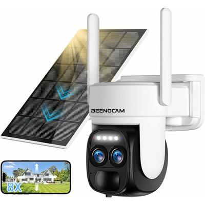 8X Hybrid Zoom] 4K 5Dbi Solar Wireless Outdoor WiFi Überwachungskamera 360° ptz Akku IP-Kamera mit