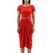 Ruched Cut-out Round Neck Midi Dress