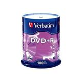 Verbatim DVD+R Blank Discs AZO Dye 4.7GB 16X Recordable Disc - 100 Discs Spindle Silver