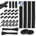 WOVTE 234Pcs Cable Management Kit Cord Organizer Wire Management Kit 200 Nylon Cable Ties 10+2 Reusable Roll Cable Organizer Straps 15 Adhesive Cable Clips 4 Cable Sleeve Black 3 Cable Holders