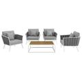 Modway Stance 5 Piece Multiple Chairs Seating Group w/ Cushions Metal in Gray | Outdoor Furniture | Wayfair 665924528674