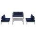 Modway 4 Piece Sofa Seating Group w/ Sunbrella Cushions Metal in Blue | Outdoor Furniture | Wayfair 665924530325