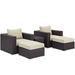Modway Convene 5 Piece Rattan Seating Group w/ Cushions Synthetic Wicker/All - Weather Wicker/Wicker/Rattan in Brown | Outdoor Furniture | Wayfair