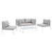 Modway Harmony 4 Piece Sofa Seating Group w/ Sunbrella Cushions Metal in Gray | Outdoor Furniture | Wayfair 665924531087