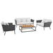 Modway 4 Piece Sofa Seating Group w/ Cushions Wood in White | Outdoor Furniture | Wayfair 665924528445