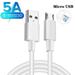 5A Micro USB Cable Fast Charging Data Sync USB Charger Cable For Huawei Samsung Xiaomi Android Micro USB Data Cable Cord White Mirco USB 1.5m