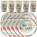 Happy Birthday Paper Plate Party Cup Round Flatware Plates Disposable Decorative Tableware