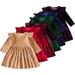 KYAIGUO Baby Girls Fall Onesies Velvet Dress Knee Lenght Long Sleeve Ruffle Dress Onesies Party Wedding Princess Skirt A-Line Twirl Dress