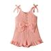 Baby Girl Jumpsuits Sleepy Toddler Baby Little Girls Jumpsuit Solid Color Strip Cotton Sling Harness Short Crawl Crawl Clothes Red 0-3 Months