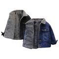 AJZIOJIRO 1-8Y Baby Toddler Boy Winter Denim Jackets Coats Kids Casual Thick Fleece Lined Denim Outwear Warm Lined Top with Buttons