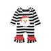 AMILIEe Christmas Romper for Infants with Stripe Deer/Santa Embroidery