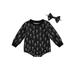 CenturyX Adorable 2Pcs Halloween Outfits for Baby Girls with Skeleton Print Romper and Headband