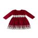 HLONK Toddler Baby Girl Christmas Outfit Velvet Long Sleeve Lace Elegant Princess Dress Fall Winter Clothes