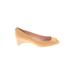 Stuart Weitzman Flats: Pumps Wedge Work Tan Solid Shoes - Women's Size 9 1/2 - Peep Toe
