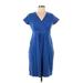 Boden Casual Dress V-Neck Short sleeves: Blue Print Dresses - Women's Size 10 Petite