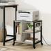 Under Desk Mobile Printer Stand Desktop Printer Table with Storage Shelf Rustic Grey