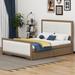 Red Barrel Studio® Ahtziri Panel Storage Bed Wood & /Upholstered/Linen in Brown | 46.9 H x 54.3 W x 79.5 D in | Wayfair