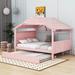 Harper Orchard Faymon Wood Full Size House Bed w/ Twin Size Trundle & Storage in Pink | Wayfair F5A3A3502EEB480883910E16499E348D