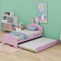 Zoomie Kids Alezander Panel Bed Wood in Pink | 41 H x 81.5 W x 75.2 D in | Wayfair DFAA6C4CA76E4EA5B58576EBB68FA7FB