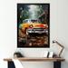 Williston Forge Symbolic Vintage Car Charm On Canvas Print Canvas, Cotton in Green/Orange | 20 H x 12 W x 1 D in | Wayfair