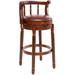 Alcott Hill® Cius swivel bar stools, bar stools, counter height bar stools Wood/Leather/Genuine Leather in Brown | 37.8 H x 21.7 W x 21.7 D in | Wayfair