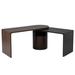Orren Ellis 360° Wooden Swivel Desk w/ 1 Cabinet & Open Storage Wood in Brown | 29.25 H x 88.89 W x 23.46 D in | Wayfair