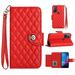 Faux Leather Wallet Case Compatible with Motorola Moto G Play 2023 | Classic Wrist Strap Flip Case | Ultra Slim Card Slots Stand Function Shockproof Phone Cover for Motorola Moto G Play 2023 - Red
