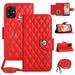 SaniMore Case for Samsung Galaxy A05 PU Leather 3D Lattice Stylish for Girls Crossbody Lanyard Flip Kickstand Card Slots Cash Pocket Magnetic Clasp Full Protective Shockproof Wallet Shell Red