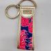 Lilly Pulitzer Accessories | Key Chain Fob Ring Wrist Lilly Pulitzer Pink Pineapples Gold Purse Accessories | Color: Blue/Pink | Size: Os