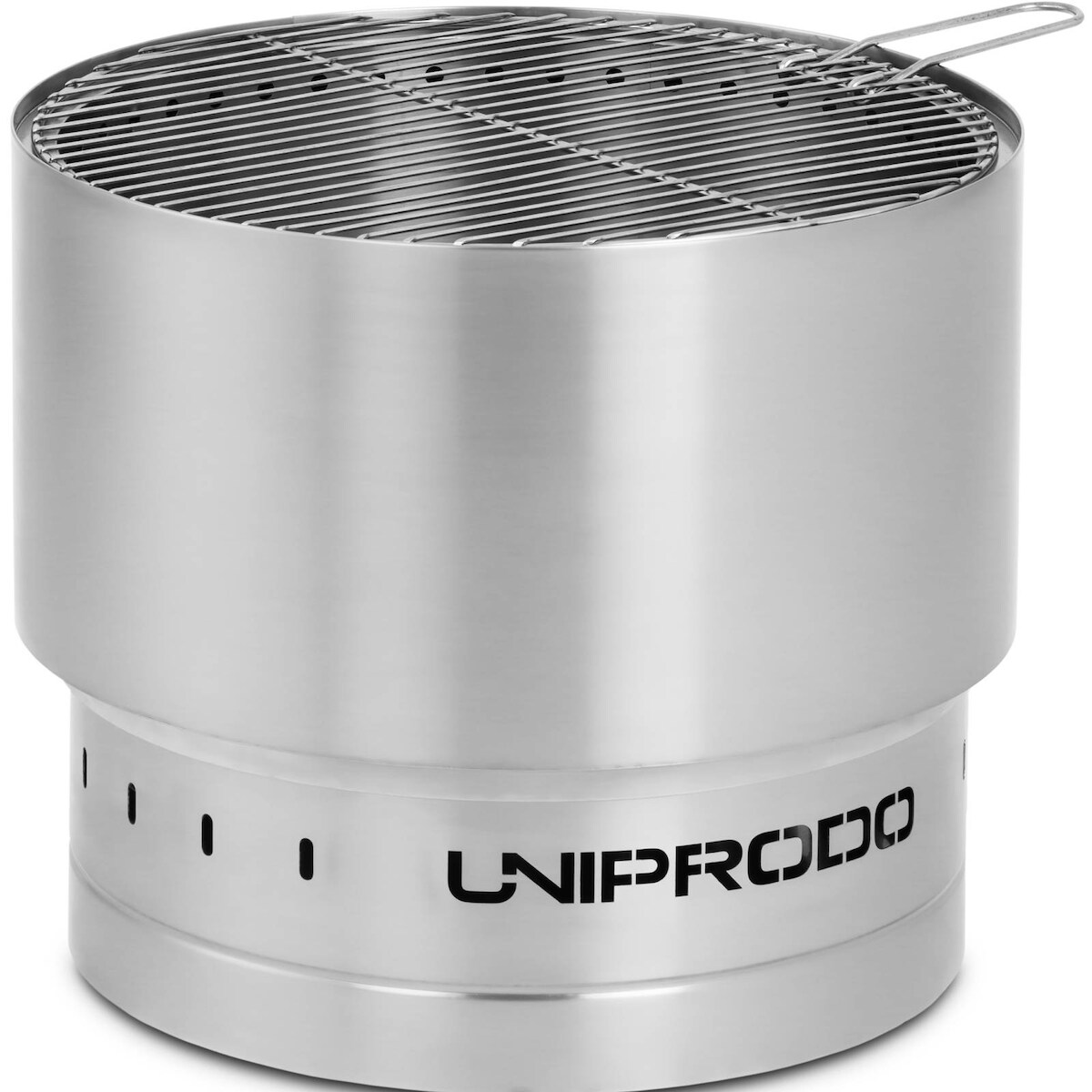 Uniprodo Feuerschale - aus Edelstahl - mit Grillrost - 55 x 55 x 48 cm Image