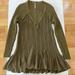 Free People Sweaters | Free People Ribbed Flounced Hem Olive Sweater Top Xs | Color: Green/Tan | Size: Xs