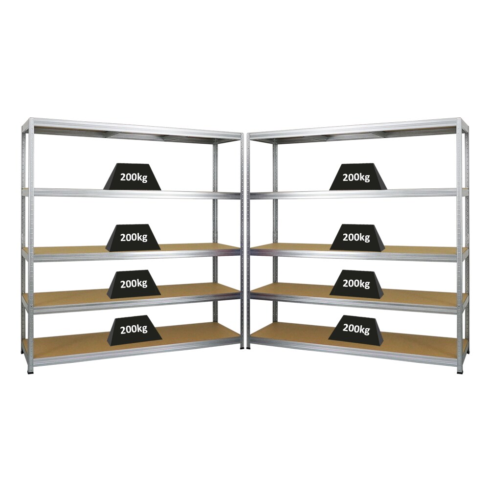 PROREGAL Mega Deal | 2x Schwerlastregal Giant Elephant | HxBxT 180x180x45cm | Fachlast 200kg | Verzinkt | Garagenregal, Lagerregal, Steckregal Image