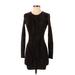 Torn by Ronny Kobo Casual Dress - Bodycon High Neck Long sleeves: Black Dresses - Women's Size X-Small