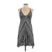 Robin Piccone Casual Dress - Mini Plunge Sleeveless: Silver Chevron/Herringbone Dresses - Women's Size Small