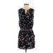 Katherine Barclay Casual Dress - Mini V-Neck Sleeveless: Black Print Dresses - Women's Size 0