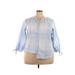 Free Assembly Long Sleeve Button Down Shirt: Blue Tops - Women's Size 3X