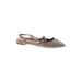 Indigo Rd. Flats: Slingback Stacked Heel Boho Chic Gray Solid Shoes - Women's Size 9 1/2 - Almond Toe