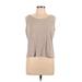 Eileen Fisher Sleeveless Silk Top Tan Scoop Neck Tops - Women's Size Large Petite