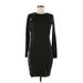 Susana Monaco Casual Dress - Sheath Crew Neck Long sleeves: Black Print Dresses - Women's Size Medium